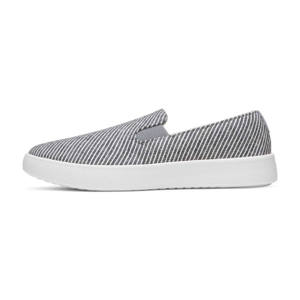 Men's Canvas Cruiser Slip On - Deep Navy Stripes (Blizzard Sole)