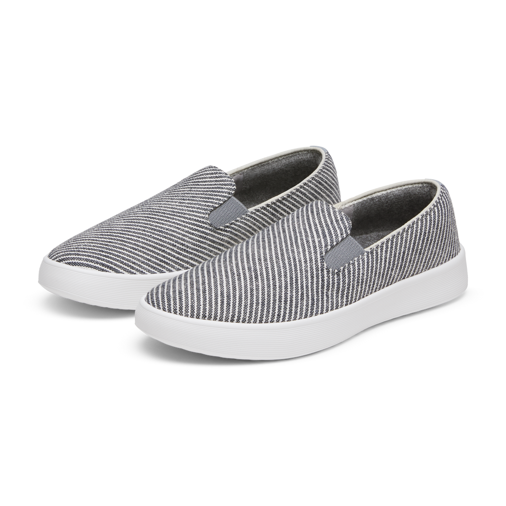 Men's Canvas Cruiser Slip On - Deep Navy Stripes (Blizzard Sole)